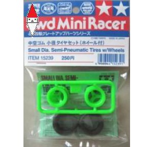 , , , TAMIYA COPPIA RUOTE CON GOMME SEMI PNEUMATICHE