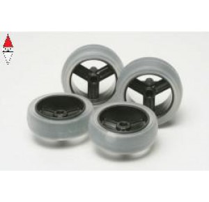 , , , TAMIYA CERCHI CARBON E GOMME SOFT TRASPARENTI