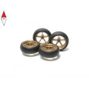 , , , TAMIYA CERCHI 5 RAZZE CON GOMME BOMBATE