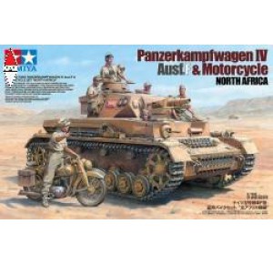 , , , TAMIYA 1/35 PANZERKAMPFWAGEN IV AUSF.F AND MOTORCYCLE NORTH AFRICA