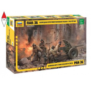 , , , ZVEZDA 1/35 PAK-36 GERMAN ANTI-TANK GUN WITH CREW