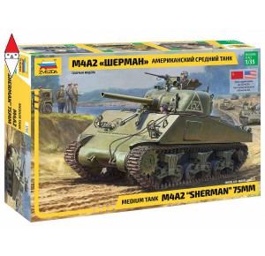 , , , ZVEZDA 1/35 MEDIUM TANK M4A2 SHERMAN 75MM