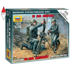, , , ZVEZDA 1/72 GERMAN 81MM MORTAR WITH CREW 1939-1942