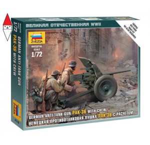 , , , ZVEZDA 1/72 GERMAN ANTI-TANK GUN PAK-36 WITH CREW