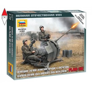 , , , ZVEZDA 1/72 GERMAN 20-MM ANTI-AIRCRAFT GUN FLAK-38 WITH CREW