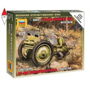 , , , ZVEZDA 1/72 SOVIET 76-MM INFANTRY GUN WITH CREW