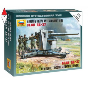 , , , ZVEZDA 1/72 GERMAN HEAVY ANTI-AIRCRAFT GUN FLAK 36/37
