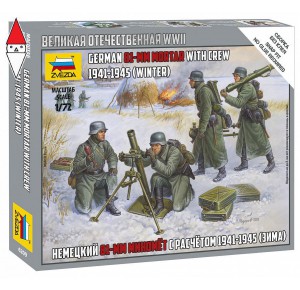 , , , ZVEZDA 1/72 GERMAN 81-MM MORTAR WITH CREW 1941-1945 (WINTER)