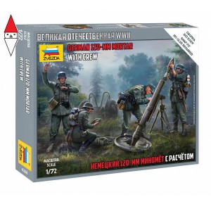 , , , ZVEZDA 1/72 GERMAN 120-MM MORTAR WITH CREW