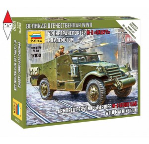 , , , ZVEZDA 1/100 ARMORED PERSONNEL CARRIER M-3 SCOUT CAR WITH MACHINE GUN