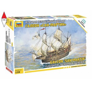 , , , ZVEZDA 1/350 GALEON SAN MARTIN FLAGSHIP OF THE ARMADA INVINCIBLE